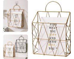 MIRO® Tijdschriftenrek - Krantenrek - Woonkamer - Kantoor - Decoratie - Draagbaar - Smeedijzer - Goud