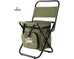 MIRO® Vissersstoel - Visstoeltje Met Rugleuning - Inklapbare Stoel - Campingstoeltje Opvouwbaar - Visspullen Vouwstoel Lichtgewicht - met Opbergtas - Outdoor Groen