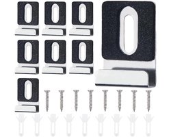Mirror clips 8pcs - roestvrij staal - met rubberen pads - voor zware spiegels - ShopVlot