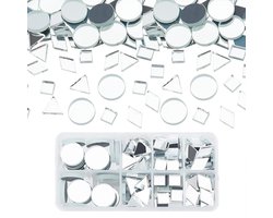 Mirror Mosaic Tile - 180 Pcs - 4 Shapes - Glass Mirror Tile - Flat Round/Triangle/Rhombus/Square - Decoratieve Mosaic Tiles - DIY Tiles voor Art Wall - Deur - Thuis