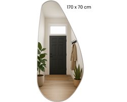 MIRRORS AND MORE MISOU Passpiegel - Organische Spiegel - Wandspiegel - Grote Staande Spiegel - Zilver - 170x70cm - BRITTA