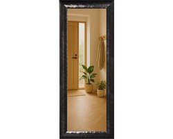 MIRRORS AND MORE MISOU - Passpiegel - Wandspiegel - Grote - Staande Spiegel - Rechthoekig - Zwart - Modern - 190x90cm - ELLI
