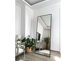 Mirrors by Thier® Tidea - Staande Spiegel Rechthoek met Rand - 180 x 70 cm - Zwart