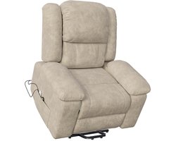 Miryx Fauteuil - Relaxfauteuil - Relaxstoel - Relaxzetel - Ligstoel - TV-fauteuil - 160° Draaistoel - Tot 150 kg - Massagefunctie - Beige