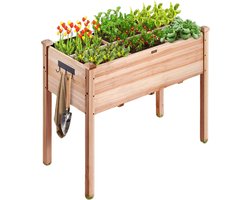 MiShar Houten Plantenbak- Kweekbak - Plantenbak Op Poten - Bloembak - Plantenbak Voor Balkon - Plantenbak Voor Tuin - Verhoogde Plantenbak - Hout