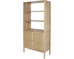 MISOU Bali Buffetkast - Open - Wandkast - met Deuren - Kast - Woonkamer - Opbergkast - Boekenkast - Rotan - Hout