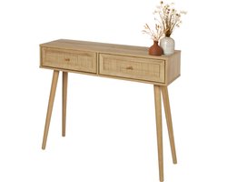 MISOU Bali Kaptafel - Sidetable - Make up tafel - Consoletafel - Haltafel - Woonkamer - Wandtafel - Rotan - Hout - Tafel - met Lades