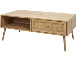 MISOU Bali Koffietafel - Salontafel - Woonkamer - Rechthoekige - Tafel - Rotan - Hout - met Opbergruimte