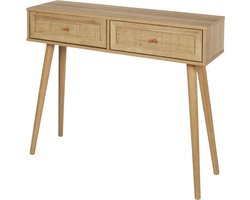MISOU Bali Sidetable - Consoletafel - Haltafel - Woonkamer - Wandtafel - Rotan - Hout - Tafel - met Lades