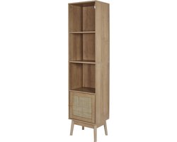 MISOU Bali Wandkast - Staande - Opberkast - Badkamer - Woonkamer - Vakkenkast - met Deurtje - Handdoekenkast - Rotan - Hout