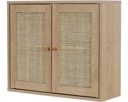 MISOU Bali Wandkastje - Ophangbaar - Zwevend - Nachtkastje - Wandkast - Woonkamer - Slaapkamer - Decoratie - Rotan - Hout