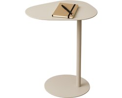 MISOU Bijzettafel - Banktafel - Organisch - Beige - op Voet - Koffietafel - 35x53cm - Metaal