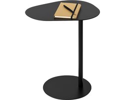 MISOU Bijzettafel - Banktafel - Organisch - Zwart - op Voet - Koffietafel - 35x53cm - Metaal - NOVA