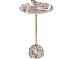 MISOU Bijzettafel - Rond - Koffietafel - Marmer - Modern - Organisch - Beige - Bruin - 35x59cm - JENNY