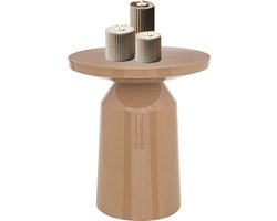 MISOU Bijzettafel - Rond - Koffietafel - Modern - Organisch - Beige - Glans - 38cm - Metaal - SERENA