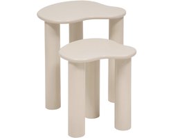 MISOU Bijzettafel - set van 2 - Salontafel - Koffietafel - Tafeltje - Banktafel - 45x45x50cm - Pine - Hout - ASTRA