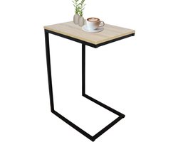 MISOU Bijzettafel - Vierkant - Hout - Zwart - 45x35x66.5 cm - Bijzettafeltje - Salontafel zwart - Banktafel - DOROTA