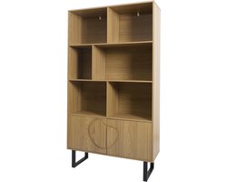 MISOU Calypso Boekenkast - Open - Wandkast - Woonkamer - Kast - op Poten - met Deuren - Hout - Vakkenkast