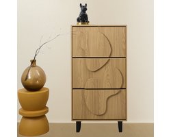 MISOU Calypso Schoenenkast - met 3 Lades - Schoenen - Opbersysteem - Hout - Schoenenrek - Hal - Organizer - 12 Paar