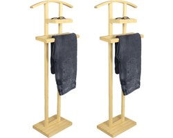 MISOU Dressboy - Kledingstandaard - Kledinghouder - 2 Stuks - Kledingbutler - Kledingrek - Hout - 114 cm - Bamboe - OAKLY