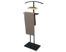 MISOU Dressboy - Kledingstandaard - Kledinghouder - Kledingbutler - Zwart - 114 cm - Kledingrek - Bamboe en metaal - BRUNNO