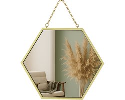 MISOU Hexagon Spiegel - Honingraad - Goud - 17x20 cm - Klein - Wandspiegel - Luxe - Accessoire - Wanddecoratie - Miroir Mural - JUNA