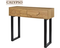 MISOU Kaptafel - Sidetable hout - Make up tafel - Sidetable met lade - Wandtafel - Haltafel met lades - Console - 100x80x35cm - CALYPSO