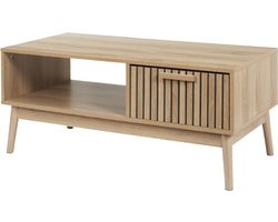 MISOU Klaus Salontafel - Met Lade - Opbergruimte -Koffietafel - Tafel - Hout - Bijzettafel - Woonkamer - Table Basse de Salon -100x50cm