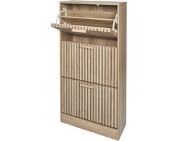 MISOU Klaus Schoenenkast - met 3 - Lades - Schoenen - Opbergsysteem - Bruin - Schoenenrek - Hal organizer - 12 paar