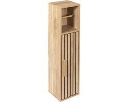 MISOU Klaus Toiletkastje - WC kastje - Badkamerkastje -Toiletrolhouder - WC rolhouder - Staand - Hout - Smal