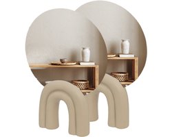 MISOU Make up Spiegel - op Standaard - Set van 2 - Vensterbank Decoratie - 24x4,7x35,5cm - Staande Spiegel - Rond