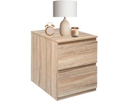 MISOU Nachtkastje - Ladekastje - Slaapkamer - Modern - Bruin - 48x38x50cm - Hout - Eiken kleur