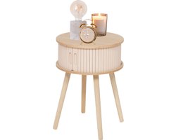 MISOU Nachtkastje - Met Lade - Rond - Modern - Hout - Slaapkamer - Bijzettafel - Neutraal - met Deuren - Beige - MDF - JULIET