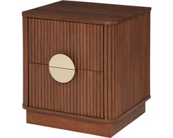 MISOU Nachtkastje met Lades - 45x40x55cm - Walnoot - Donkerbruin met Goude details - Hout - SPICIA