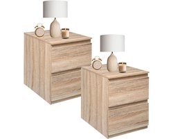 MISOU Nachtkastjes - Set van 2 - Ladekastje - Bruin - 48x38x50cm - Hout