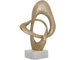 MISOU Ornament op Voet - Goud - voor Binnen - op Standaard - Vensterbank - Decoratie - 34cm - Marmer voet - DANA