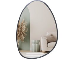 MISOU Ovale Spiegel - Organische - Asymmetrische - Wandspiegel - Zwart - 55x1,6x75cm - Wanddecoratie - Miroir Mural - AURORA