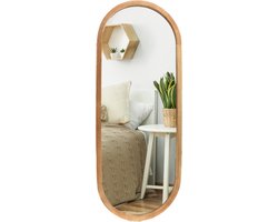 MISOU Passpiegel hangend - Ovaal - Wandspiegel - Hout - 35x90 cm - Spiegel hangend - Wanddecoratie - Miroir Mural