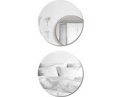 MISOU Plakspiegel - 2 stuks - 40x40cm - Deurspiegel - Zelfklevende spiegel - Hangend - Wandspiegel - Rond - Wanddecoratie - Miroir Mural - FLORA