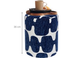 MISOU Poef - 30x36cm - Hocker - Stoel - Bijzettafel - kinderpoef - Rond - Blauw - DESI