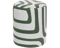 MISOU Poef - 30x36cm - Hocker - Stoel - Bijzettafel - kinderpoef - Rond - Groen - DESI