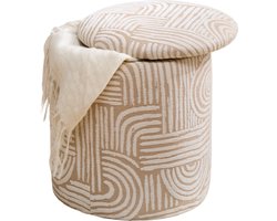 MISOU Poef met Opbergruimte - Hocker - Stoel - Bijzettafel - Opbergpoef - met Deksel - Kinderpoef - 31x34 cm - Rond - DESI