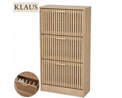 MISOU Schoenenkast met deuren en Lades- 113x60cm - Schoenenrek - Hal Kast - Opbergsysteem - Bruin 12 paar - Met Latjes - Houtlook - KLAUS
