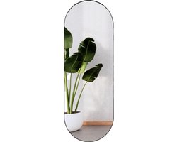 MISOU Spiegel - Passpiegel - Zwart - Ovaal - Hangend - 112x40cm - Glas - Wandspiegel - ARIEN