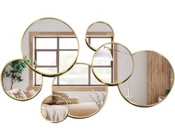 MISOU Spiegel - Rond - Goud - 61x36,5cm - Spiegels Wandspiegel - Wanddecoratie - Miroir Mural