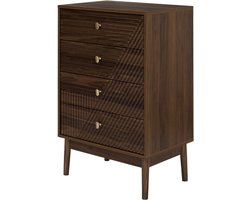MISOU Tiffany Ladekast - Commode met 4 Lades - Opbergkast op Poten - Wandkast - Opbergruimte - Hal Kast - Sidetable - Hout - met Goude Details