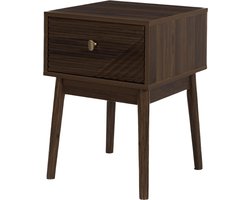 MISOU Tiffany Nachtkastje - Wandkast - met Lades - Bijzettafel - Nachtkast - op Poten - Industrieel - Hout - Bruin