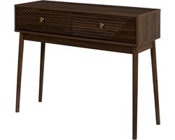 MISOU Tiffany Sidetable - Kaptafel - Make up tafel - Consoletafel - Haltafel - Woonkamer - Wandtafel - Hout - Tafel - met Lades - Bruin