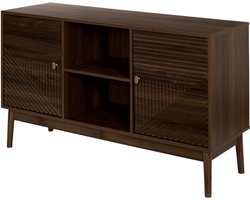 MISOU Tiffany Sidetable - Wandkast met deuren - TV meubel - Opbergruimte - Haltafel op Poten - Opbergkast - Consoletafel - Hout - met Goude Details