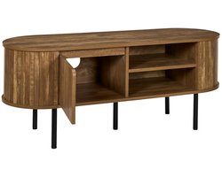 MISOU TV Meubel - Wandkast - 1 Deurtje - Open en Dichte Vakken - Hout - Metaal - Bruin - HERITAGE